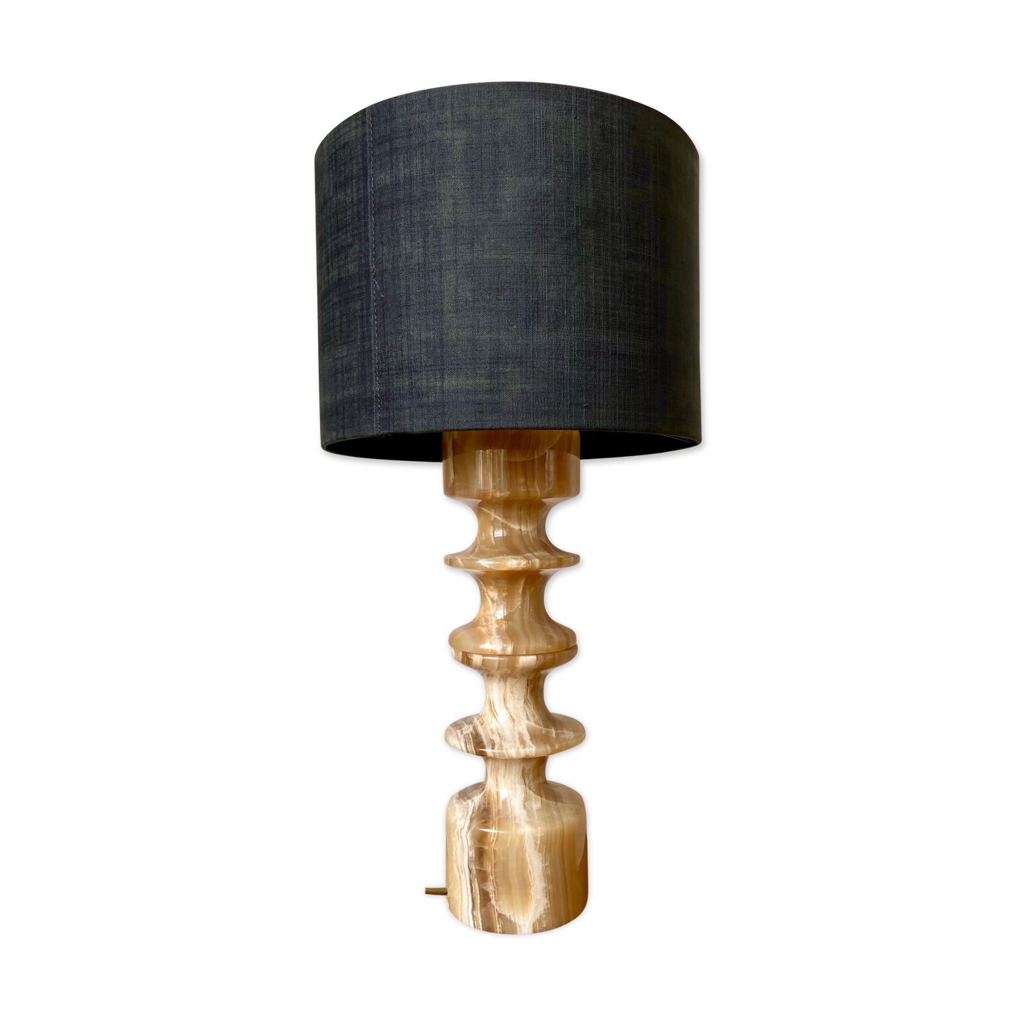 Stone and black cotton table lamp