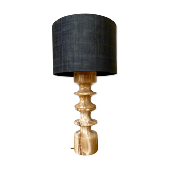 Stone and black cotton table lamp
