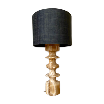 Lampe de table en pierre et coton noir