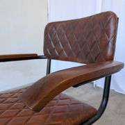 Chaise de salle à manger en cuir matelassé vintage : fauteuil de bureau industriel