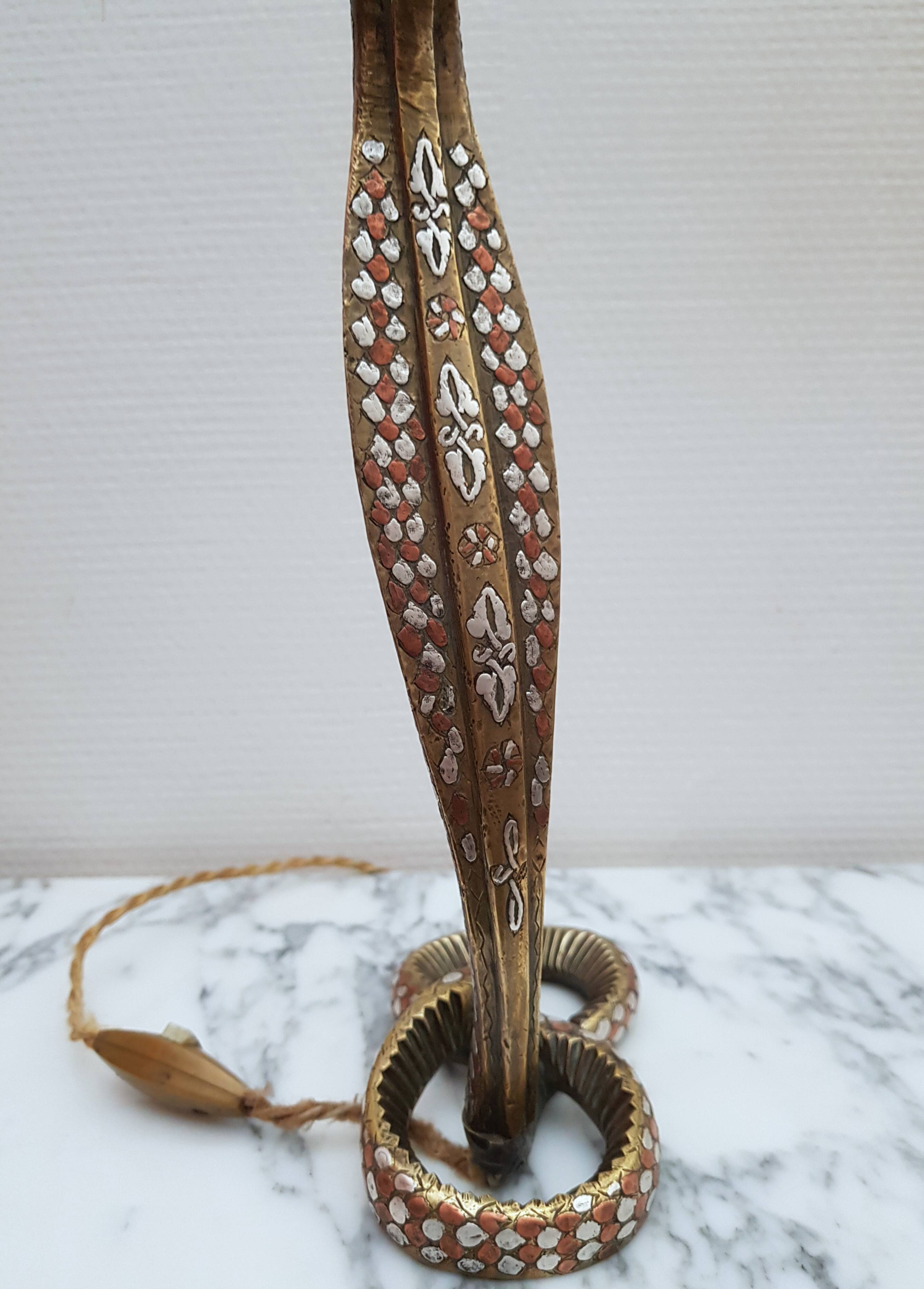 Bronze and silver snake lamp