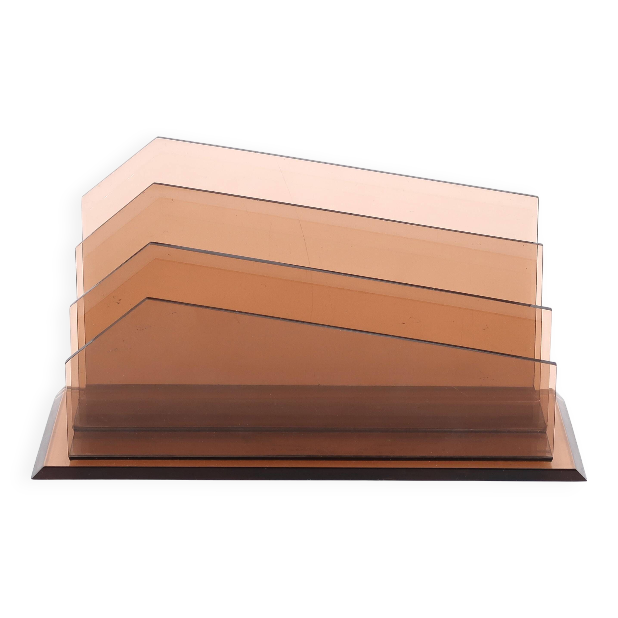 Mail holder in smoked brown plexiglass, 1970s