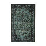 Handmade carved anatolian 1980s 176 cm x 286 cm black rug