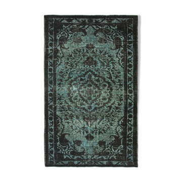 Handmade carved anatolian 1980s 176 cm x 286 cm black rug