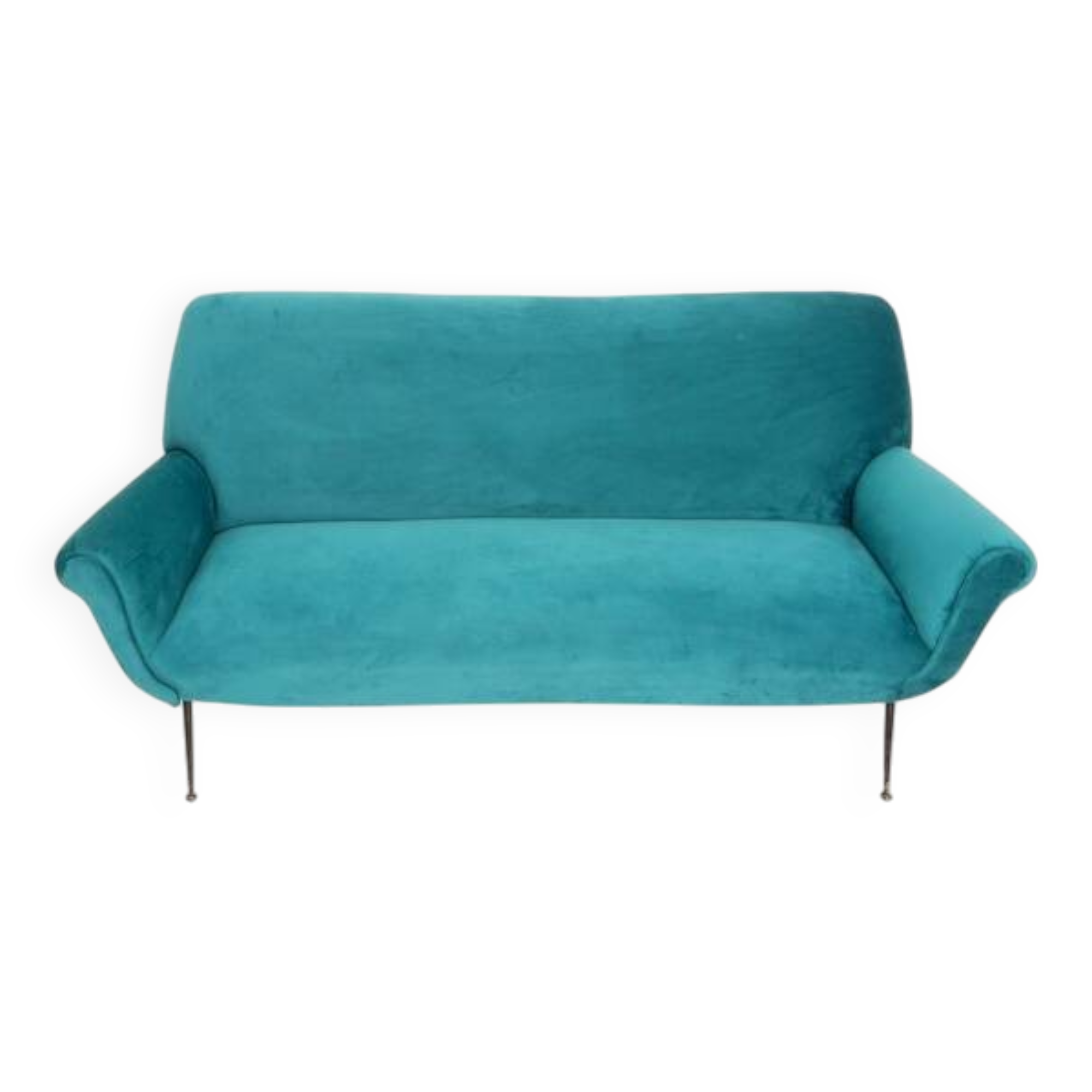 Italian Velvet Three-Seater Sofa, 1950