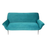 Italian Velvet Three-Seater Sofa, 1950