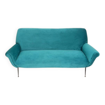 Italian Velvet Three-Seater Sofa, 1950