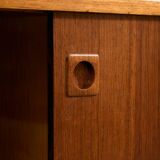 Rosewood and Teak Low Sideboard with Sliding Doors, 1960s