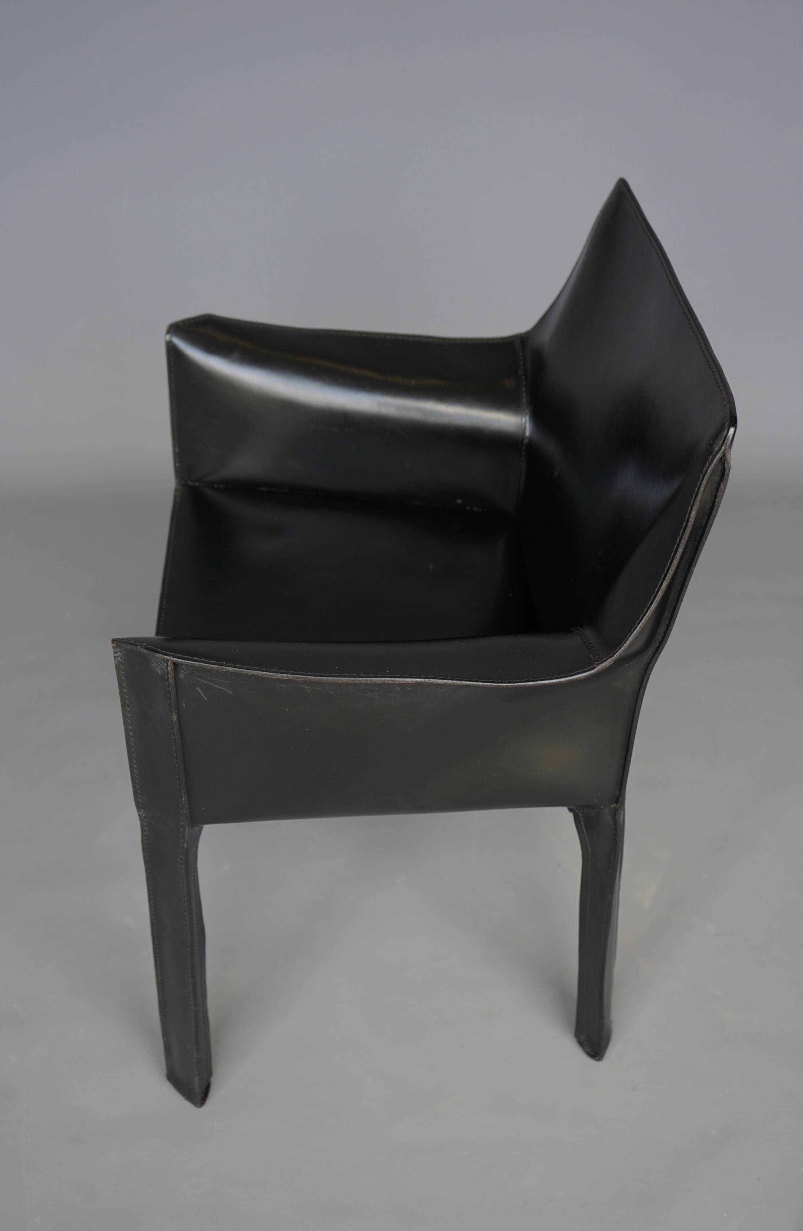 Leather 413 Cab Armchair by Mario Bellini for Cassina, 1970s