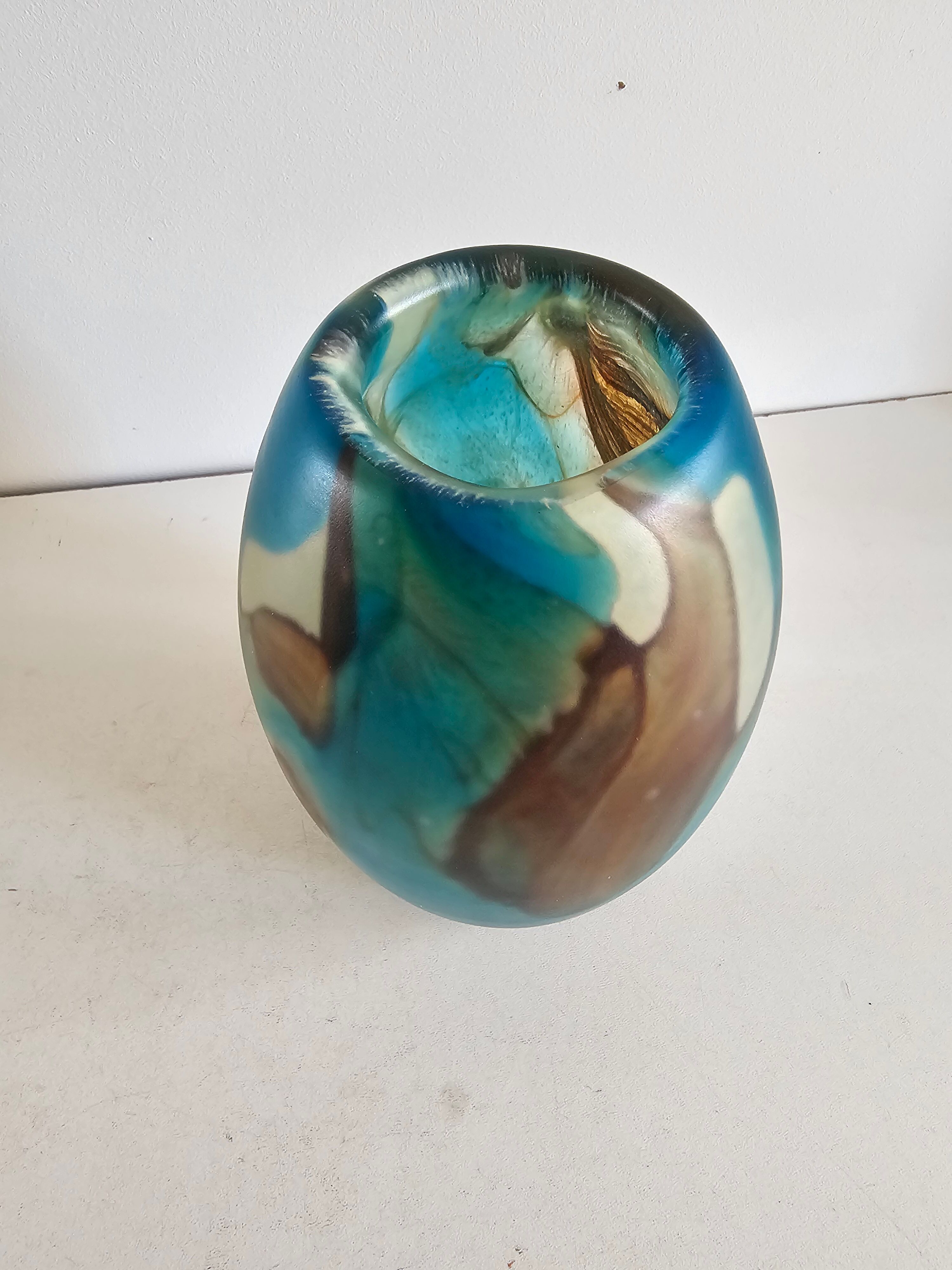Ovoid vase in multicoloured blown glass signed Mdina - Circa 1960