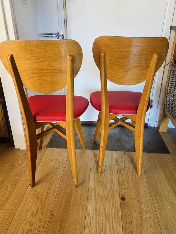 (Lot) 2 Chaises Vintage Pieds Compas 1960/1970