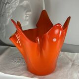 Murano orange handkerchief vase large 1970 Italy
