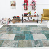 7x10 oversize teal green vintage rug 300x207cm