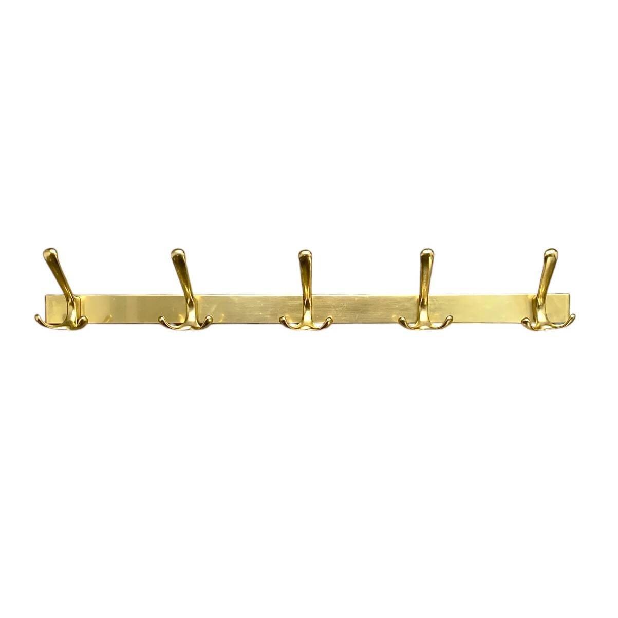Vintage Gold Aluminum Wall Coat Rack with 5 Hooks