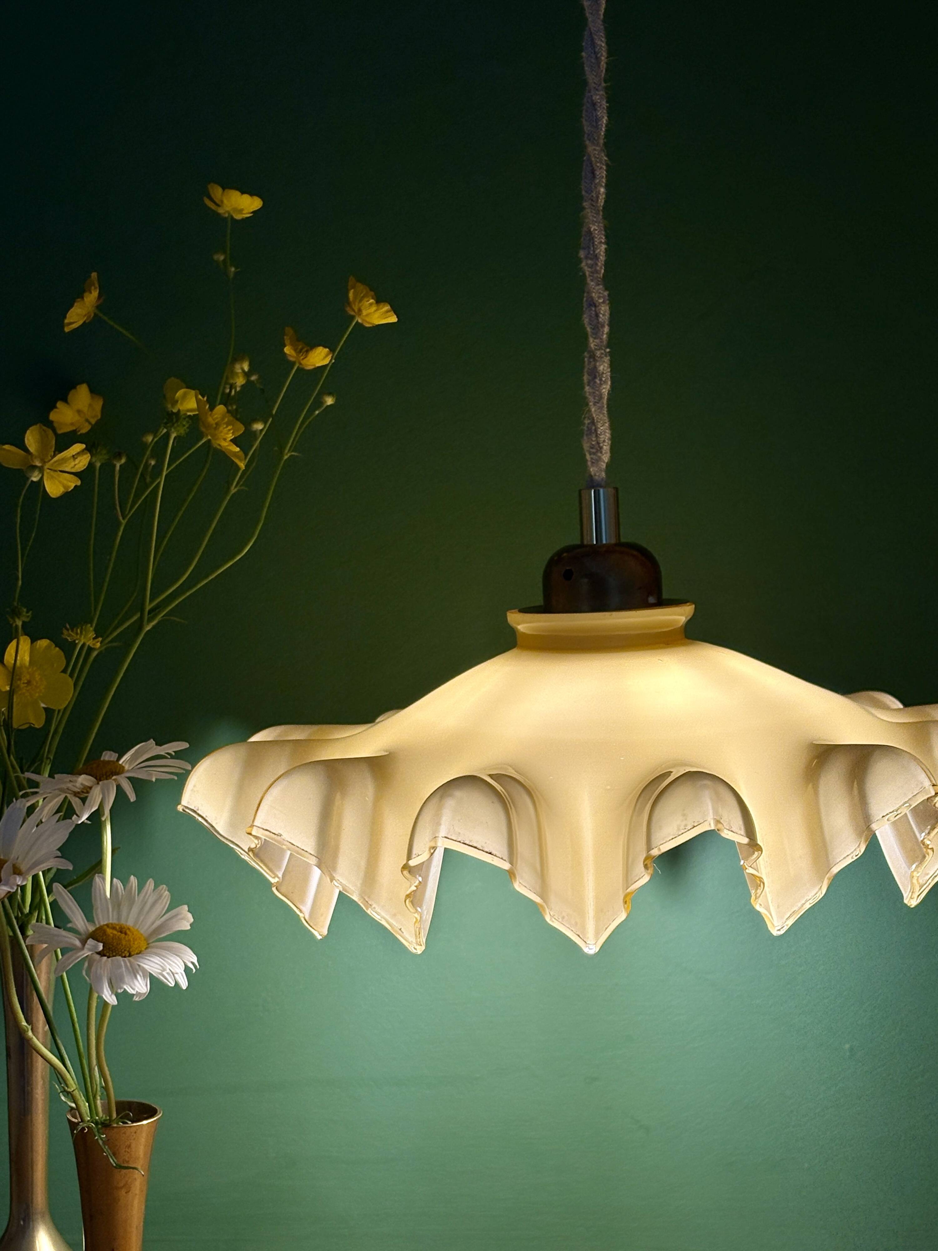 Vintage yellow opaline pendant light