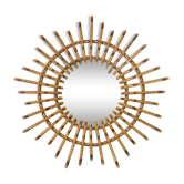 Miroir soleil 56 cm en bois effet bambou