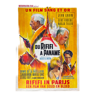 Original cinema poster "Du Rififi à Paname" Jean Gabin 1966