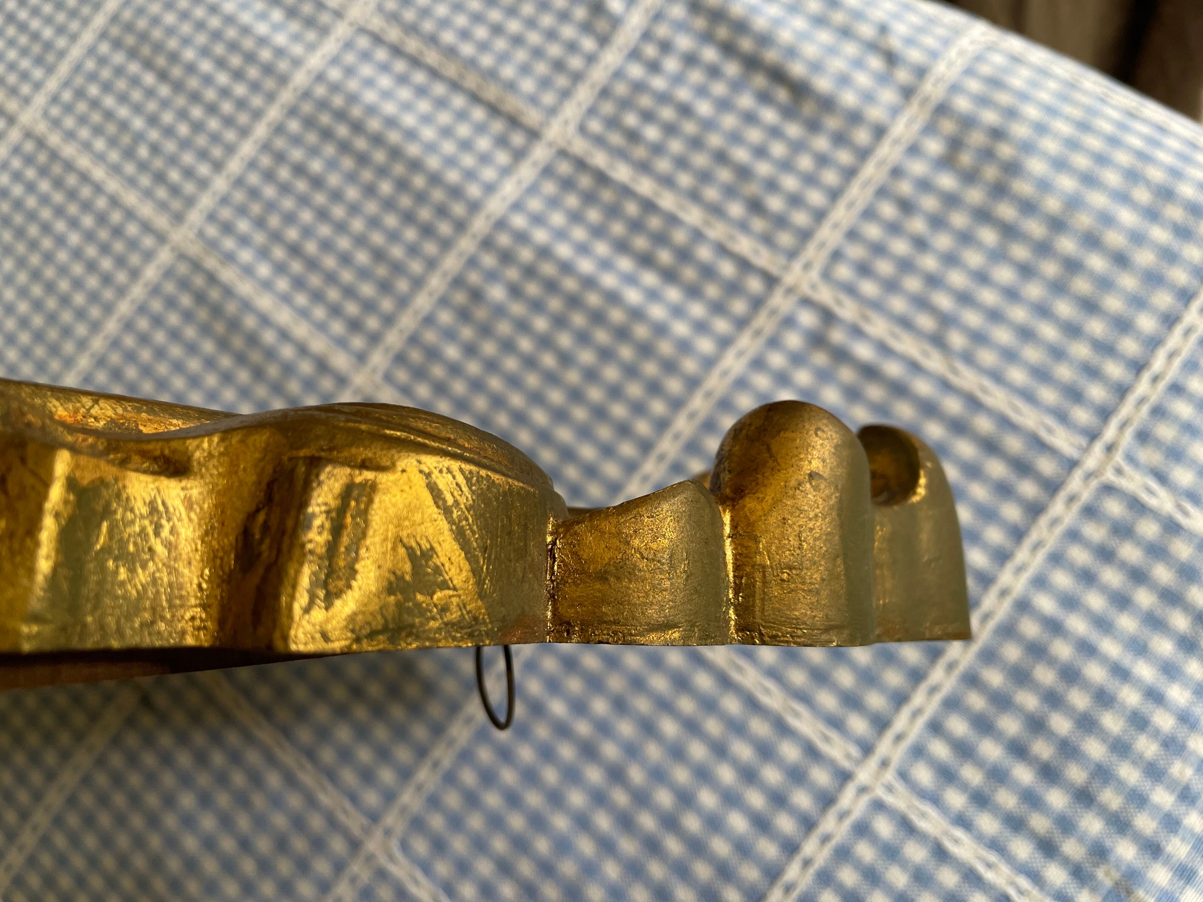 Golden mirror decorated with rose 60s - 43x23cm