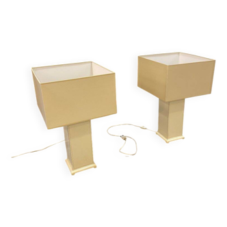 Paire de lampes de table de salon en bois