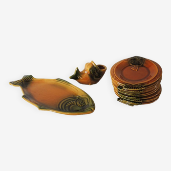 Ceramic fish service of Vallauris