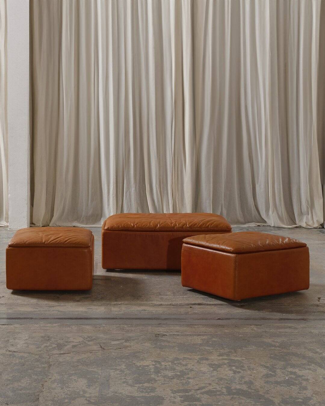 Paione modular sofa in brown leather, Claudio Salocchi, 1960s