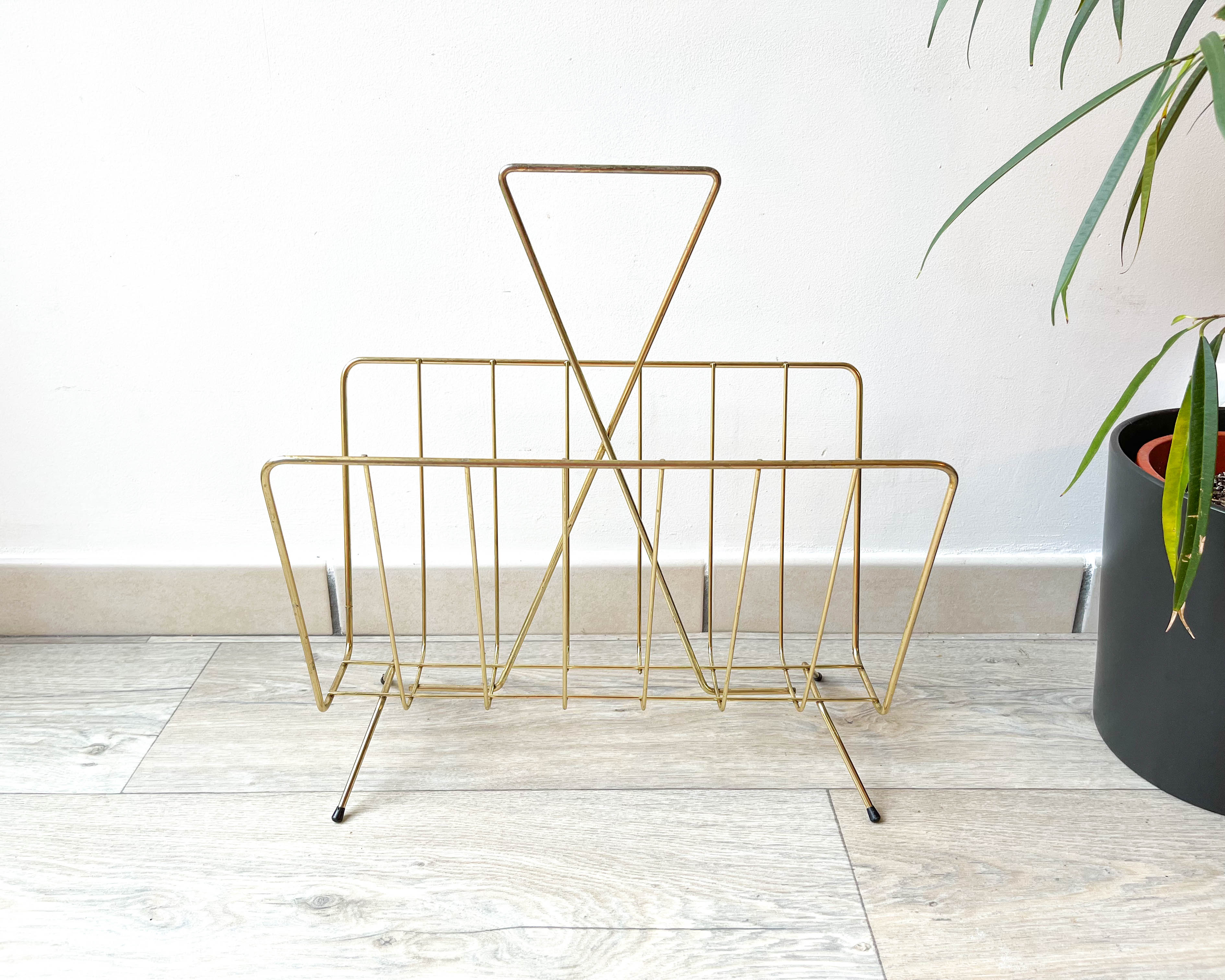 Vintage Art Deco magazine door in gilded brass