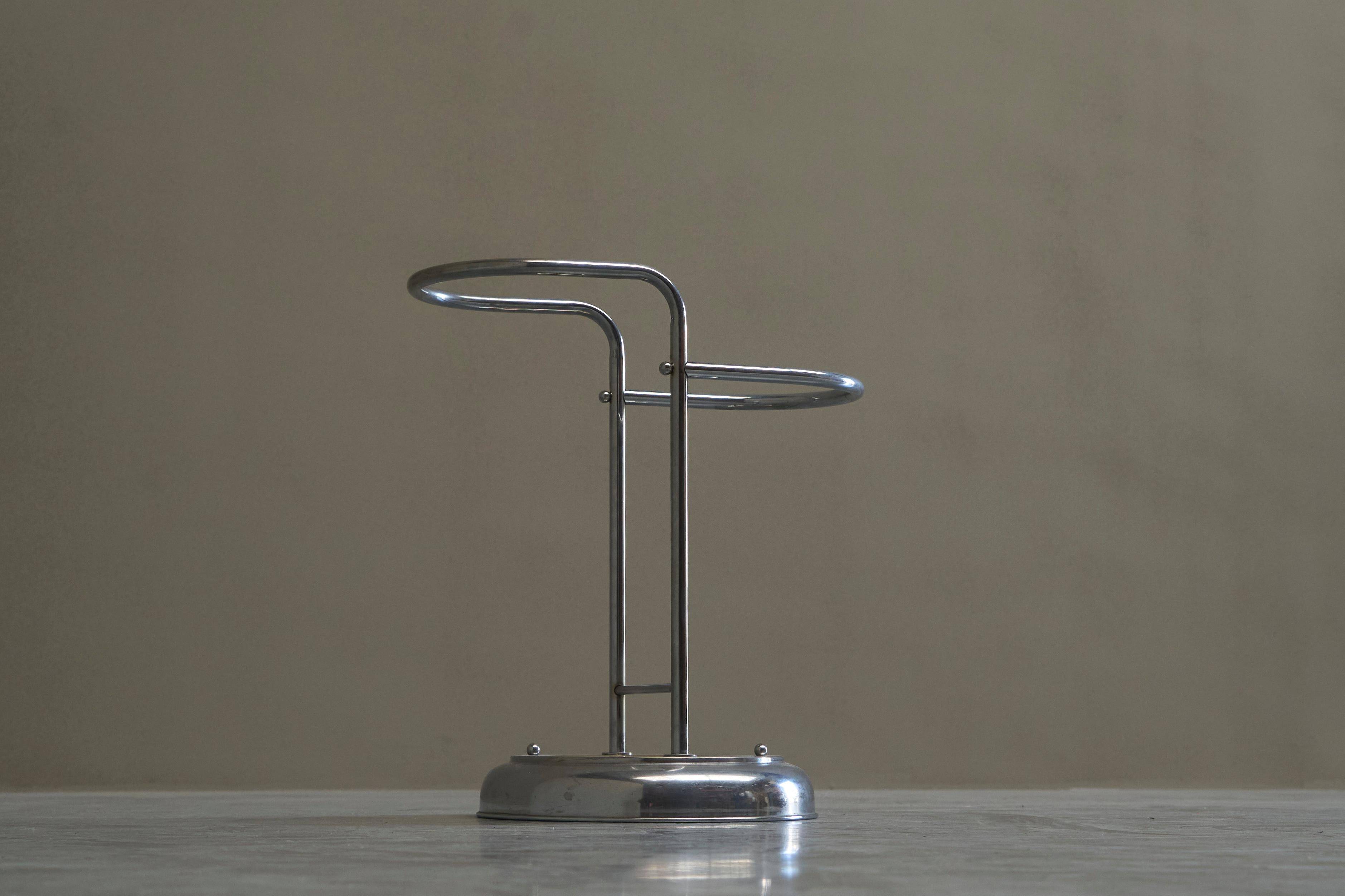 Bauhaus-style umbrella stand in chrome brass, 1960s