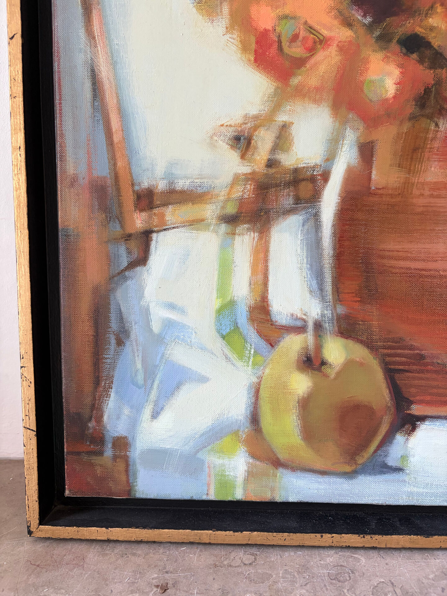 Bouquet to the Loire, oil on canvas signed Marinie 1984