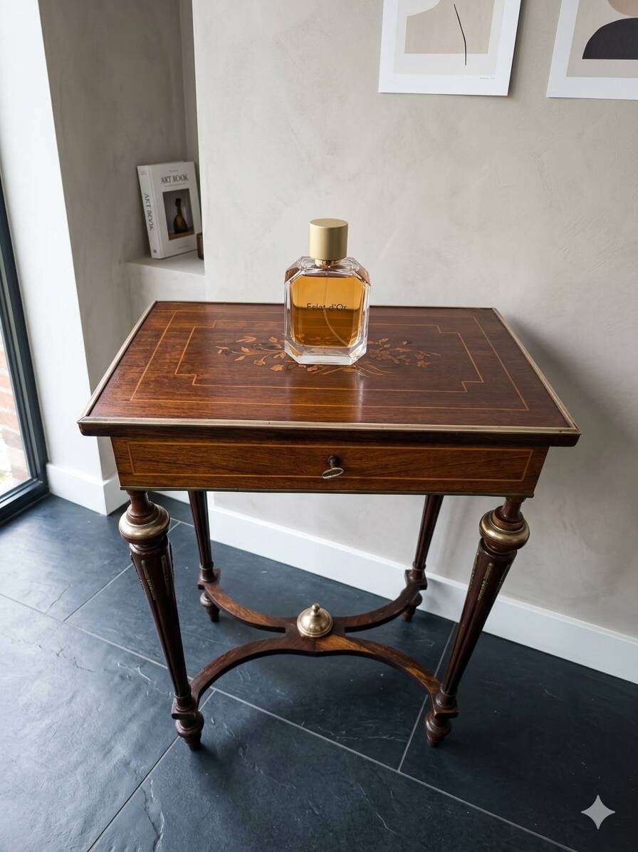 Napoleon III hairdresser in walnut and brass marquetry from the 19th century.