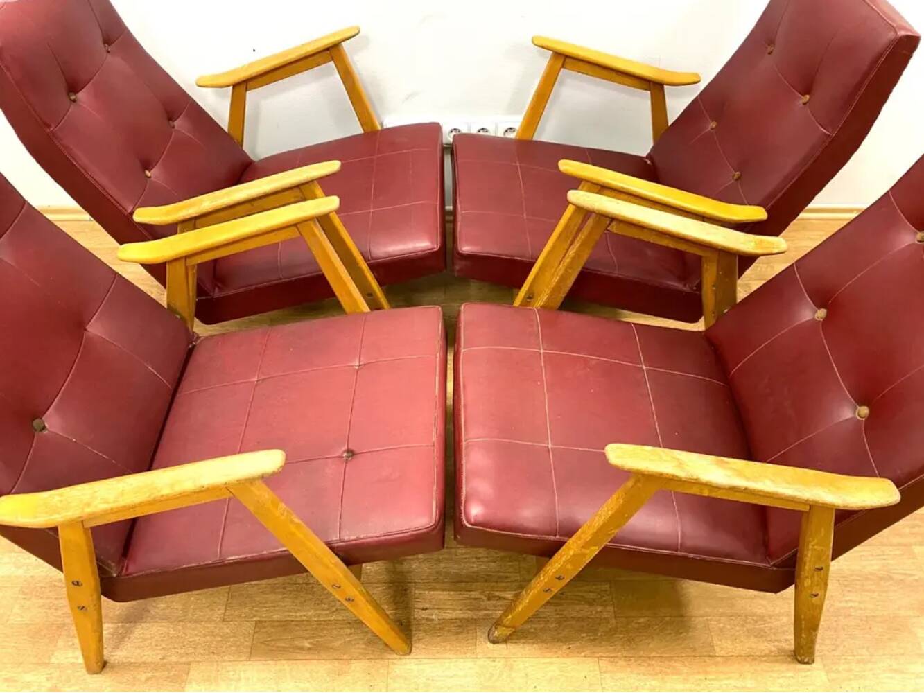 Set of 4 Retro Armchairs, Interior Prague, 1960s, Czechoslovakia