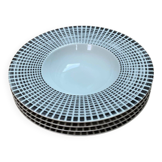 4 porcelain soup plates Table passion collection Noir Astral
