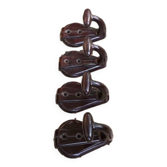 Bakelite school coat hook from the late 1950s (set of 4)