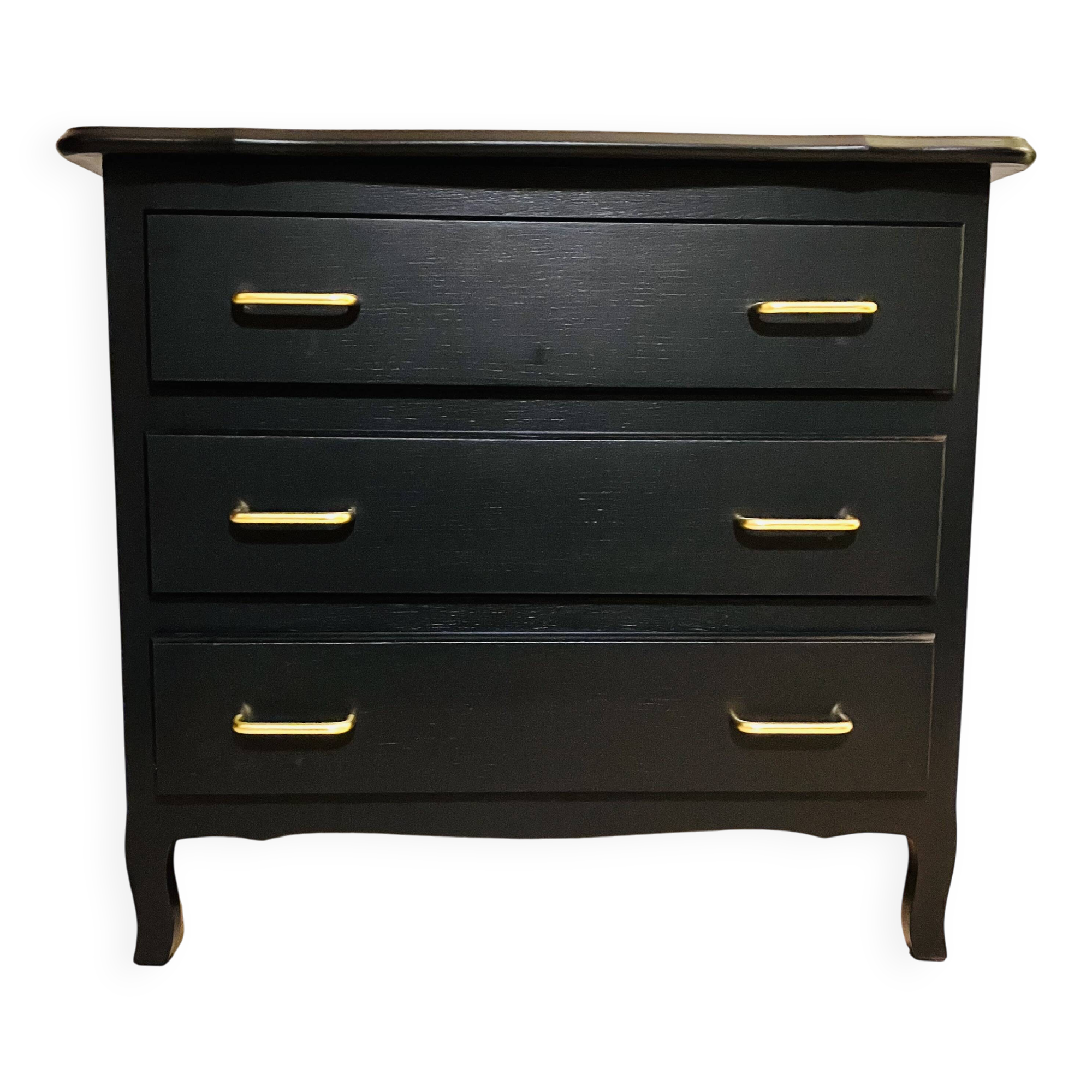 Satin black wooden chest of drawers