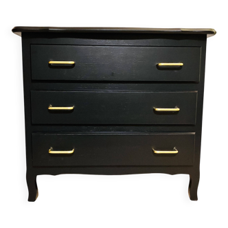 Satin black wooden chest of drawers