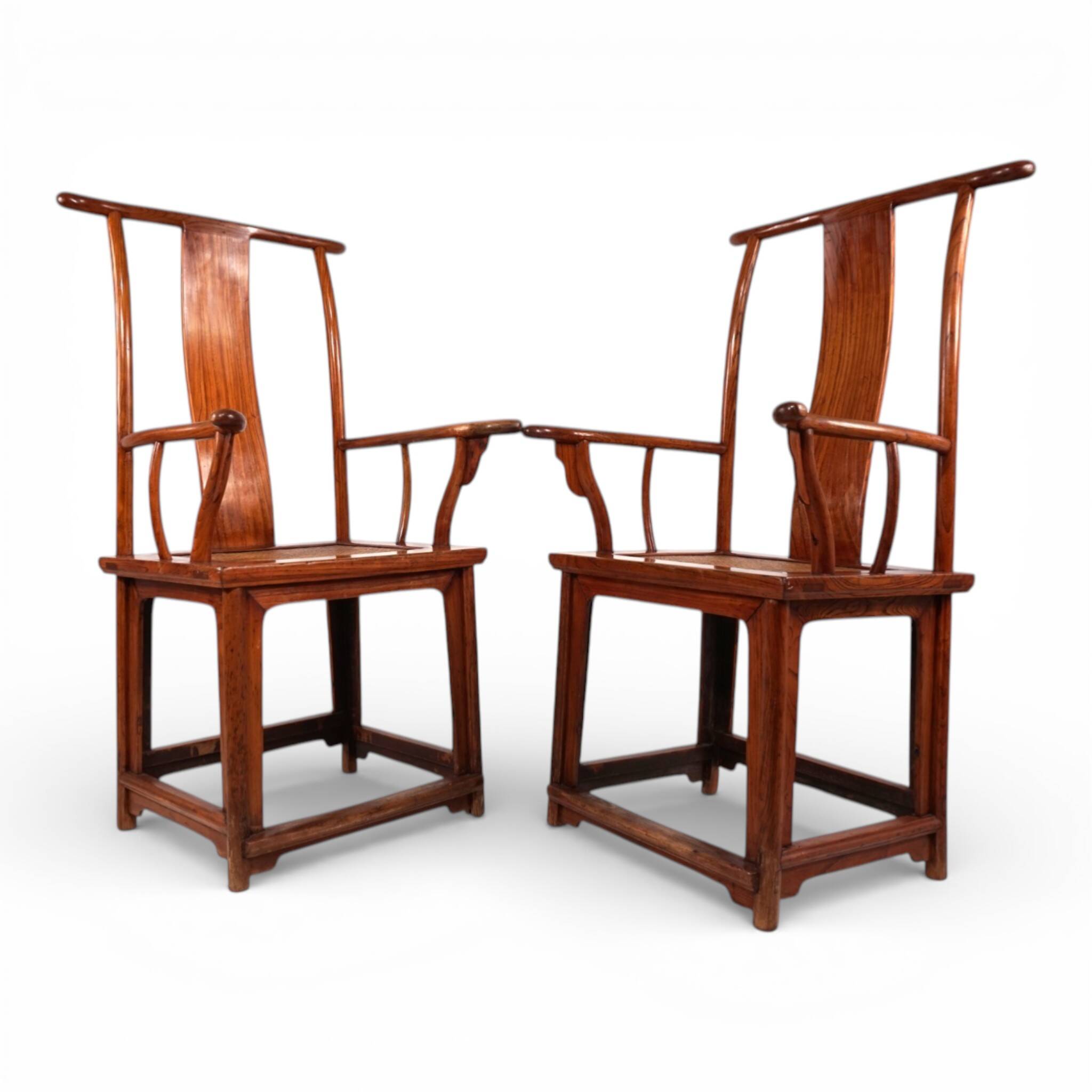 Set of 2 Chinese high-backed armchairs in the style of the Ming Dynasty, 19