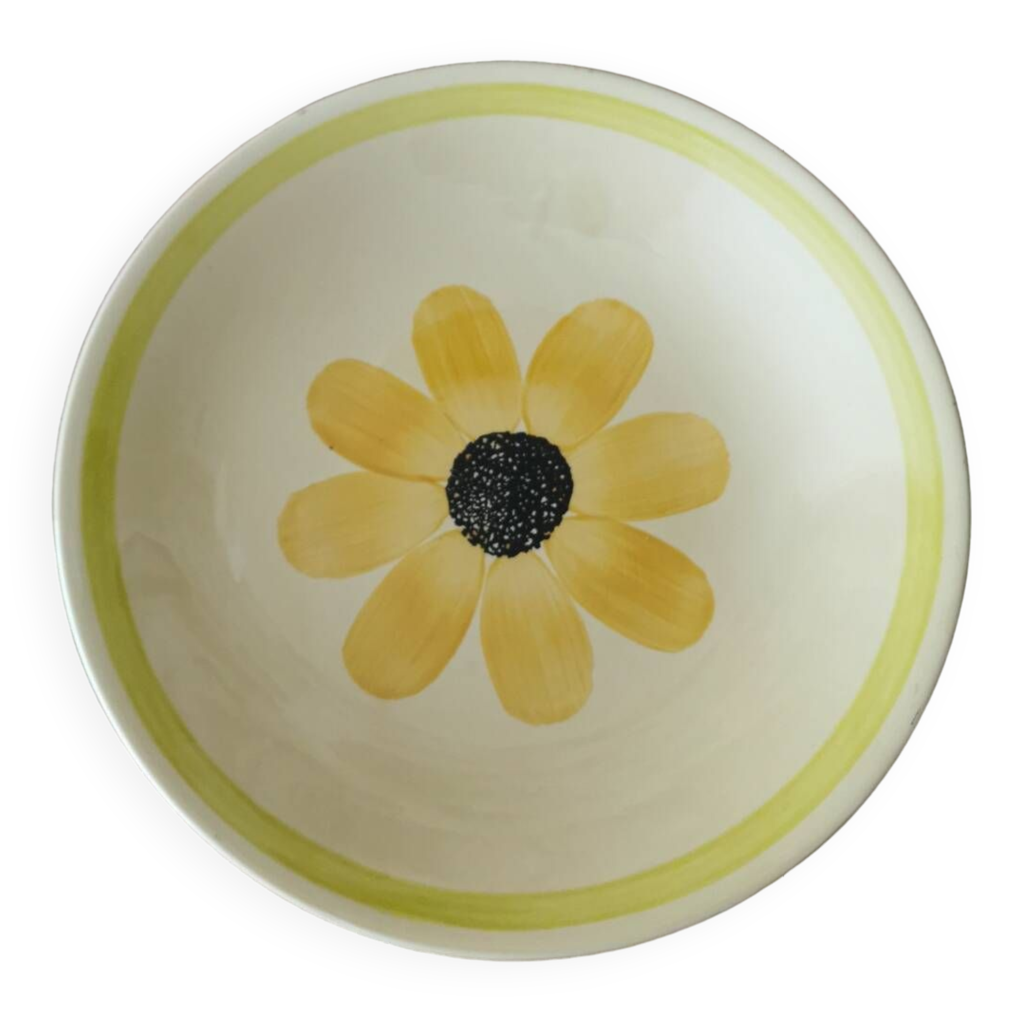 Hollow dish in Gien earthenware, Sunflower