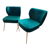2 fauteuils Wayne velours vert