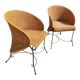 2 fauteuils en rotin et fer forgé
