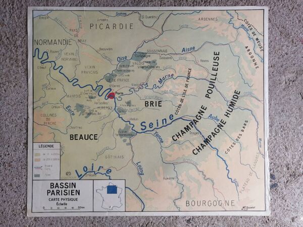 Carte scolaire vintage mdi FRANCE Normandie Bassin Parisien
