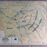 Vintage school map mdi FRANCE Normandy Paris Basin