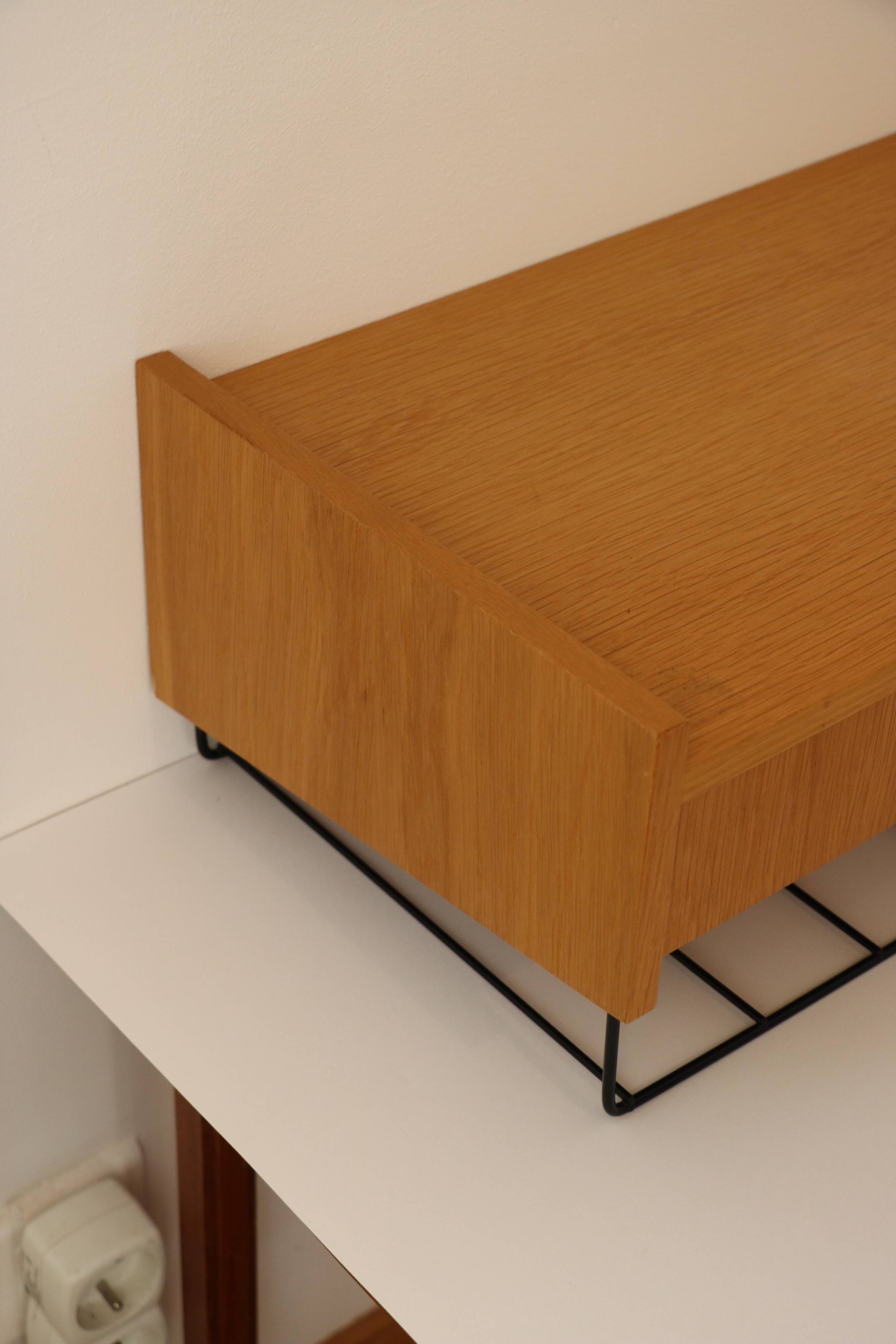Scandinavian wall-mounted bedside table or wall console, 1960s