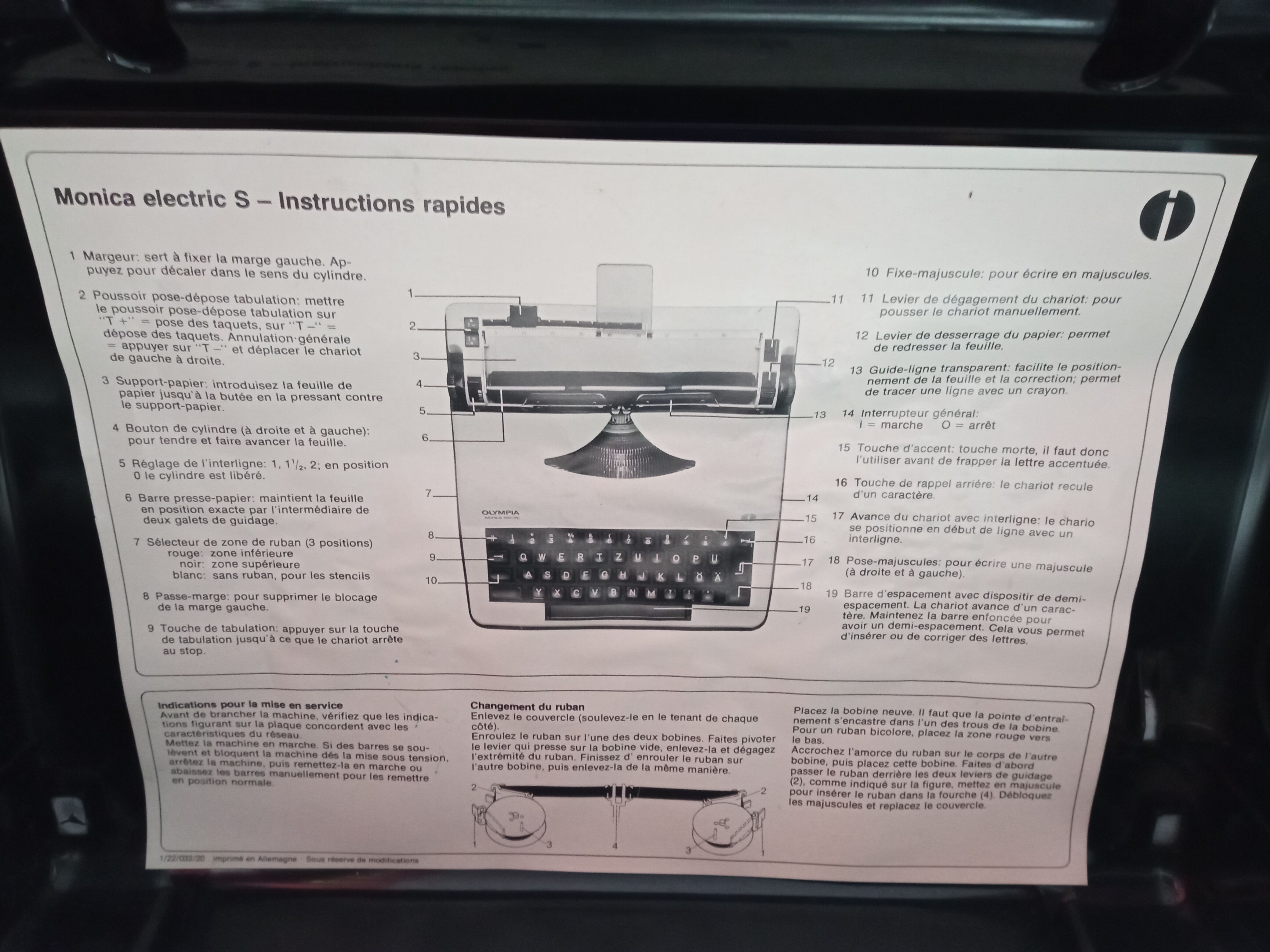 Typewriter oOlympia monica electric s