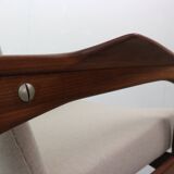 Danish adjustable wingback lounge chair in teak by Ib Kofod Larsen