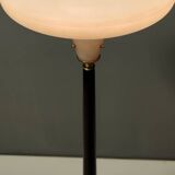 Elegant Glass, Beech and Brass Floor Lamp, Italy