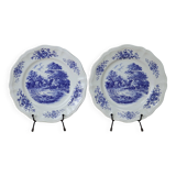 Set of 2 Sarreguemines flat plates, Romantic model, 25cm