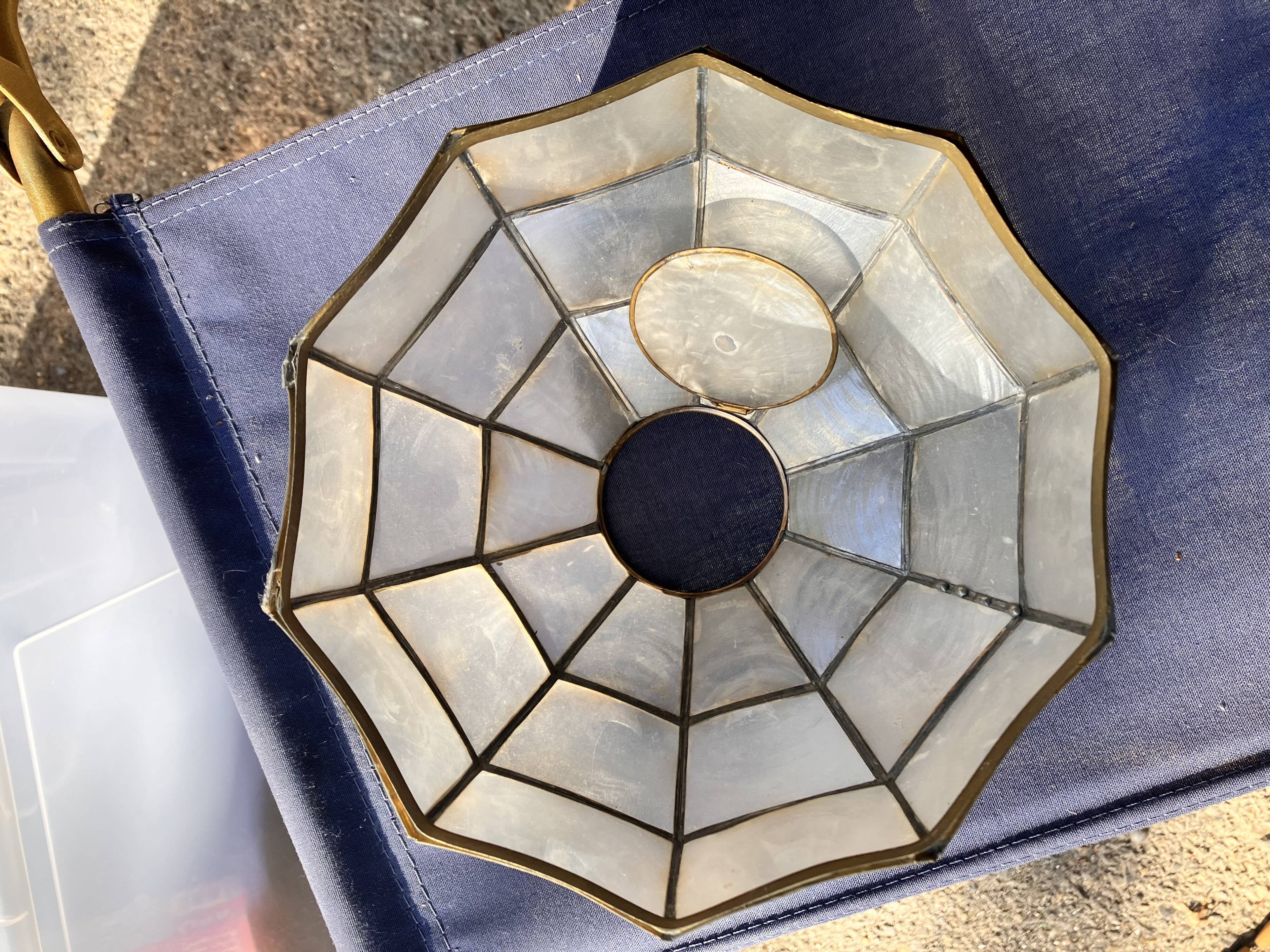 Mother-of-pearl and brass lampshade