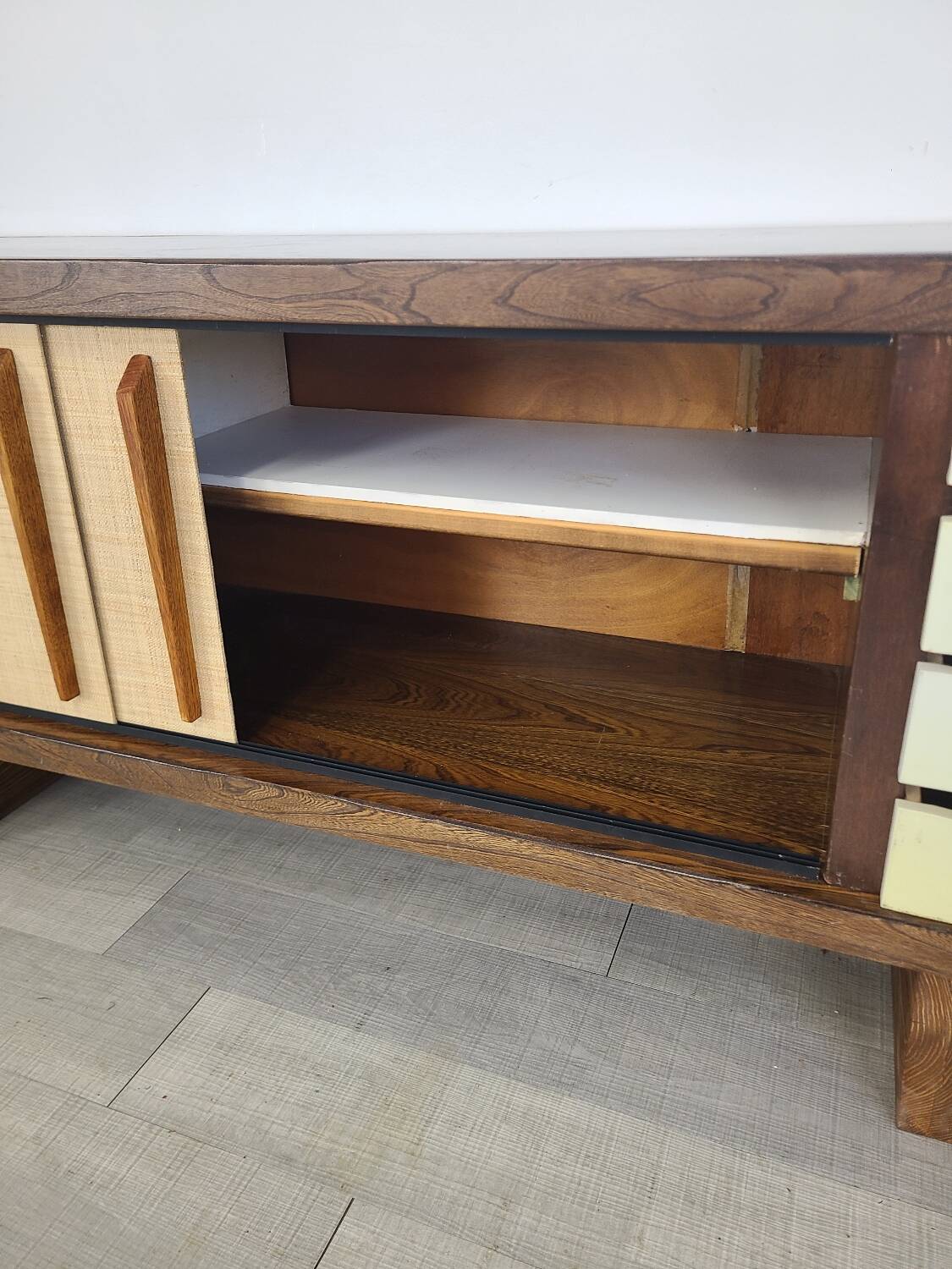 Vintage brutalist sideboard design 1970s