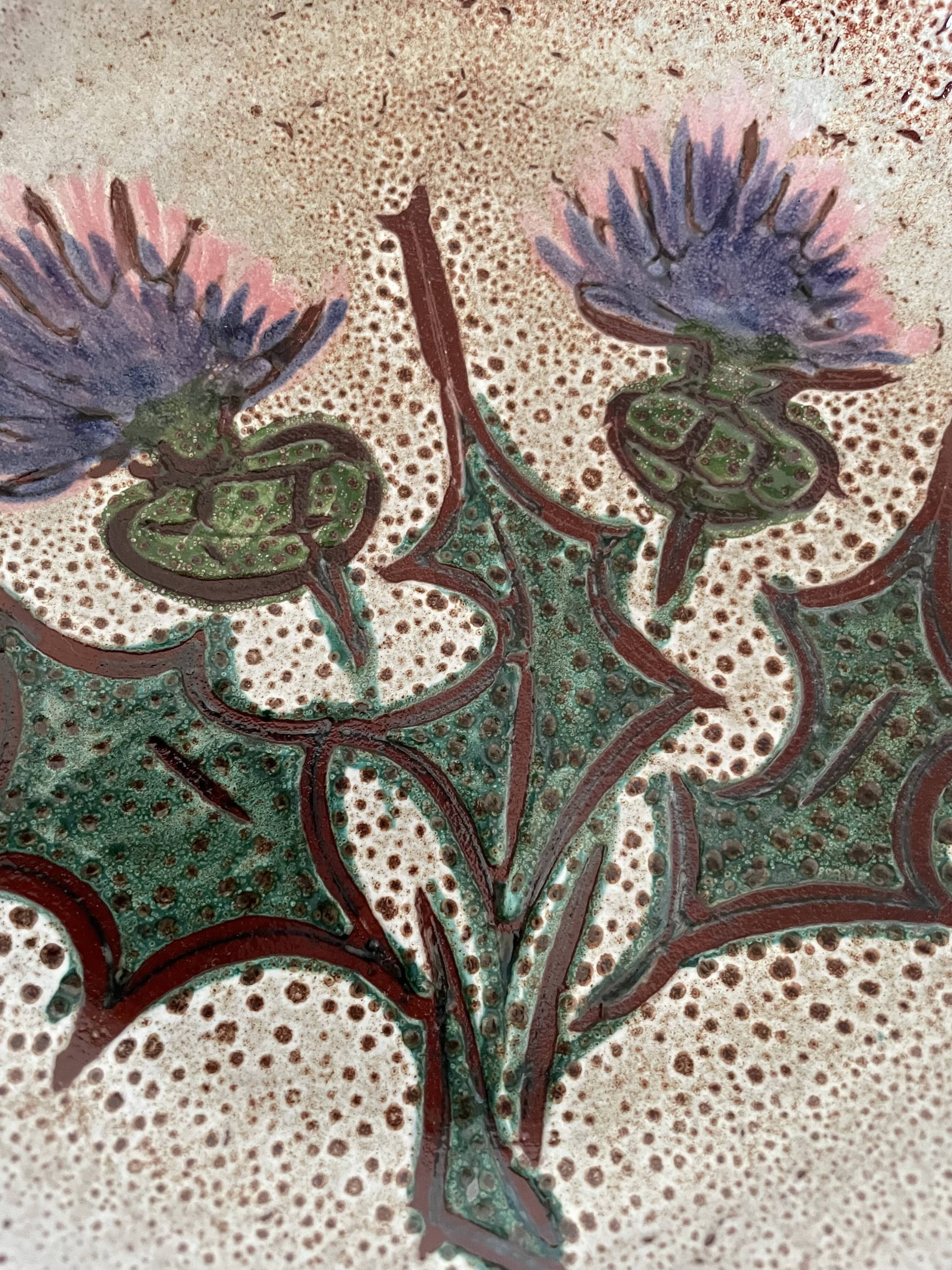 Vallauris deep plate with thistles