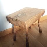 Upcycled brutalist stool, side table, bedside table in solid oak
