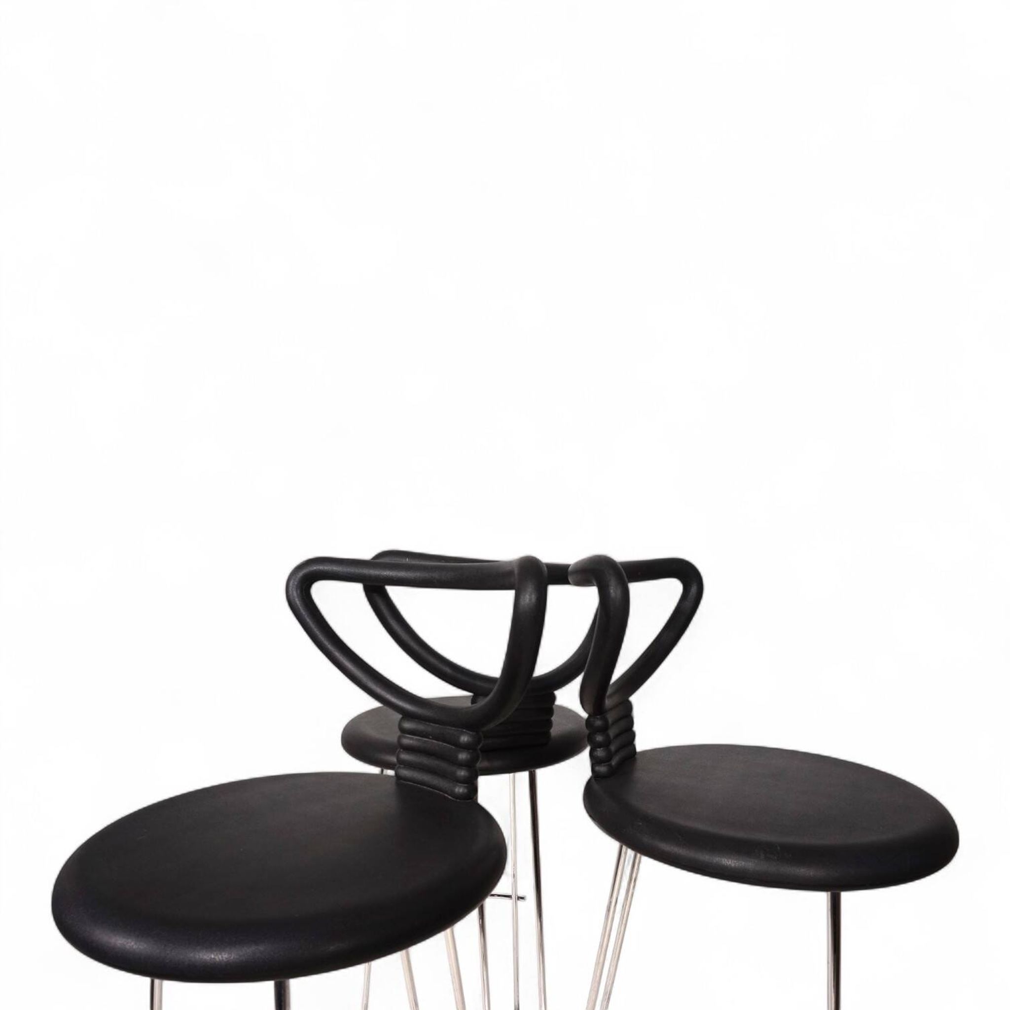 Fasem Italia 3-piece set of postmodern bar stools by Nobu Tanigawa, 1990